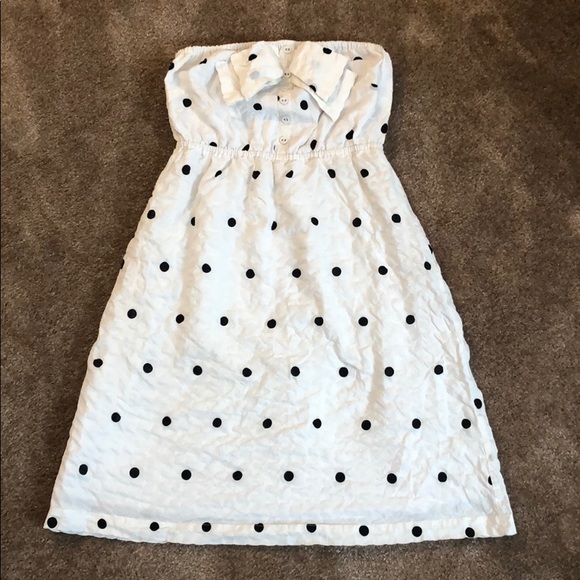White with black polkadot strapless dress - Picture 1 of 4